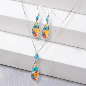 925 Sterling Silver Spiny Oyster Earrings & Necklace Set